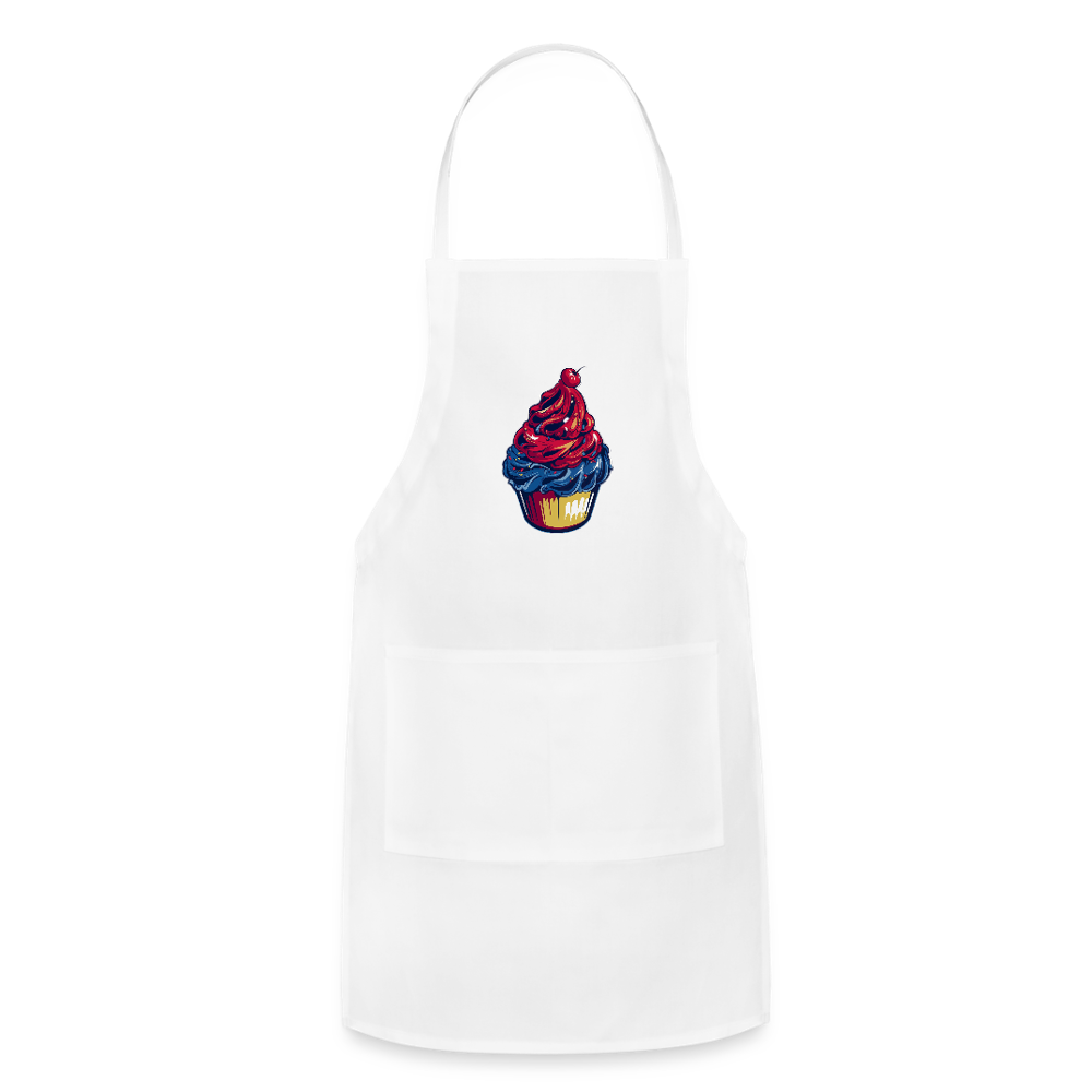 Adjustable Cotton Apron – Cupcake Print - white