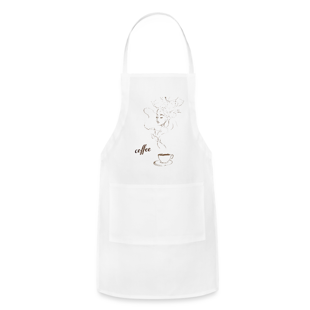 Adjustable Cotton Apron – Coffee Aroma - white