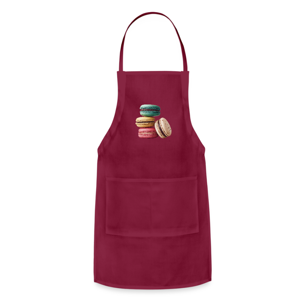 Adjustable Cotton Apron – Macaron Pile Print - burgundy