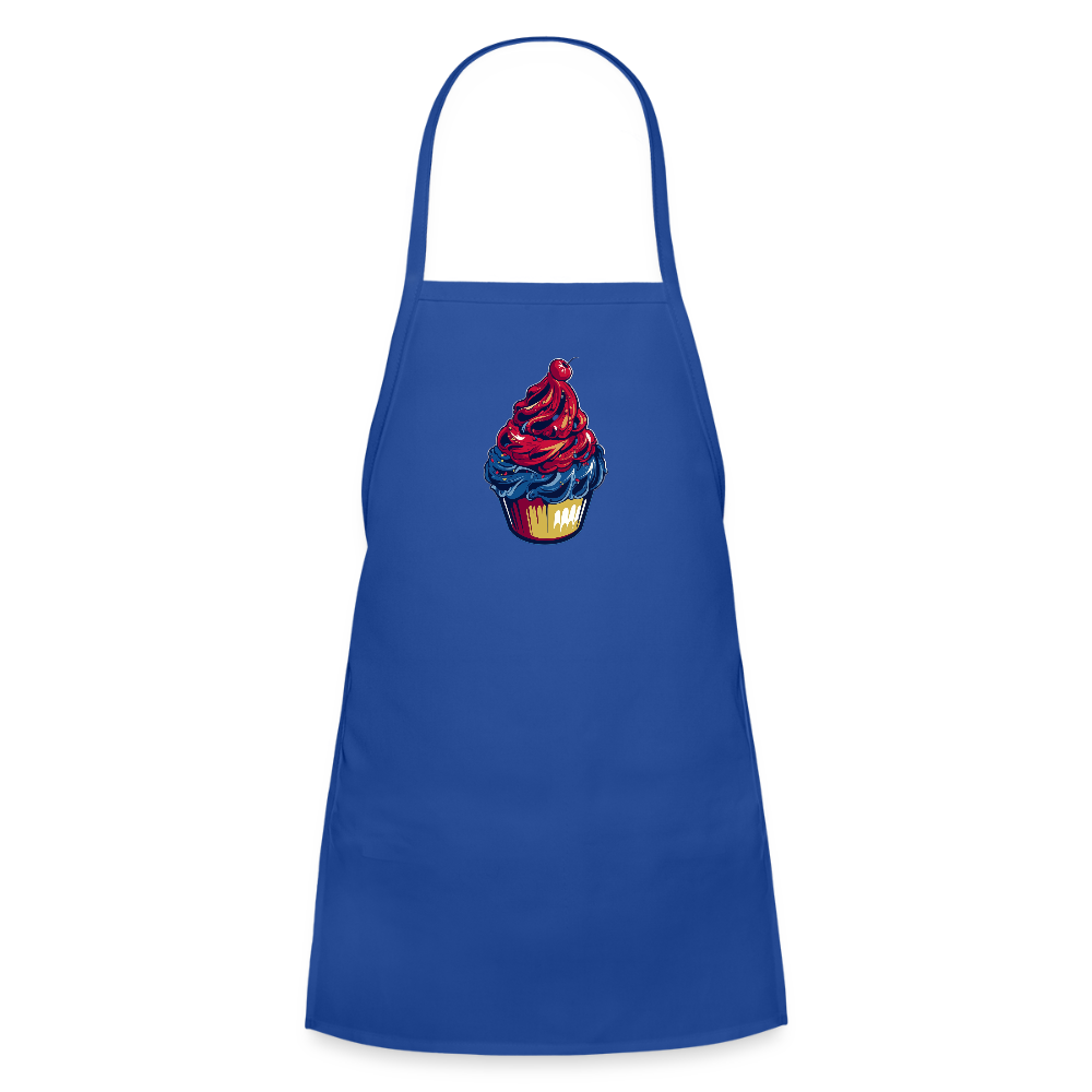 Kids' Apron - Cupcake Print - royal blue