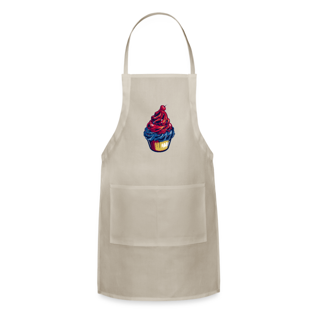Adjustable Cotton Apron – Cupcake Print - natural
