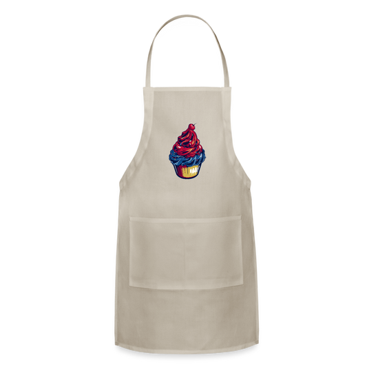 Adjustable Cotton Apron – Cupcake Print - natural