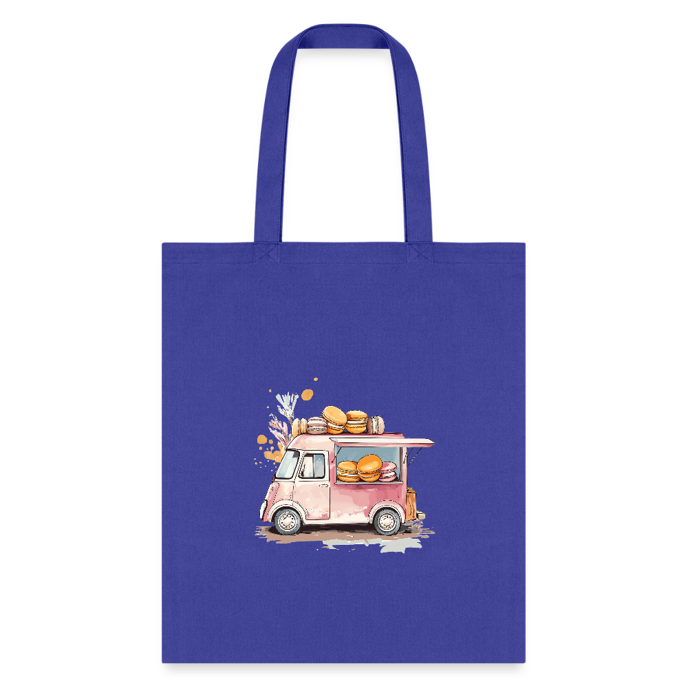 Tote Bag - Macarons Truck Print - royal blue