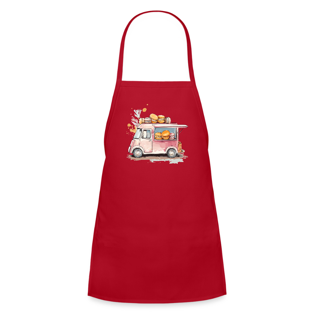 Kids' Apron - Macarons Truck Print - red