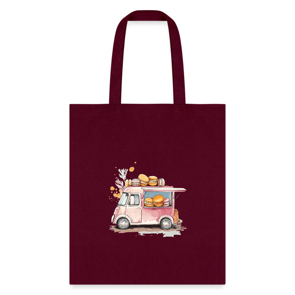 Tote Bag - Macarons Truck Print - burgundy
