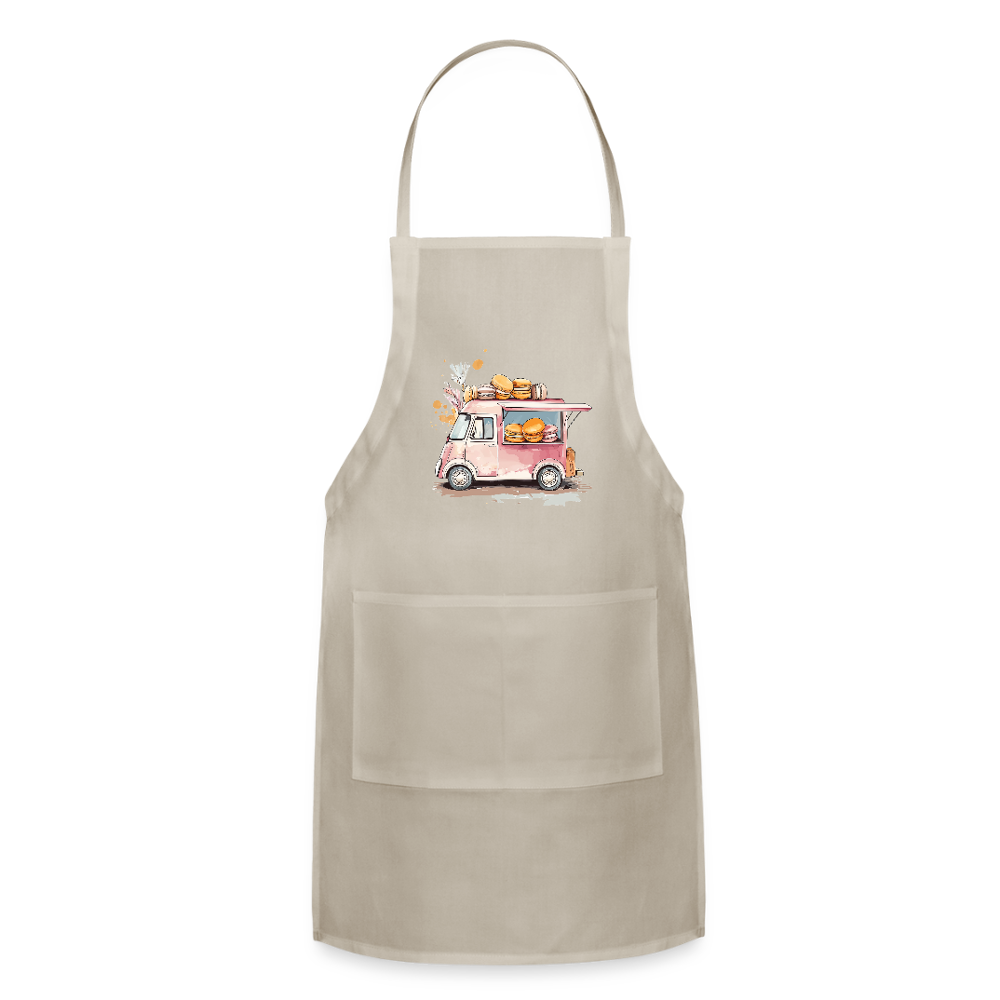 Adjustable Cotton Apron – Macarons Truck Print - natural