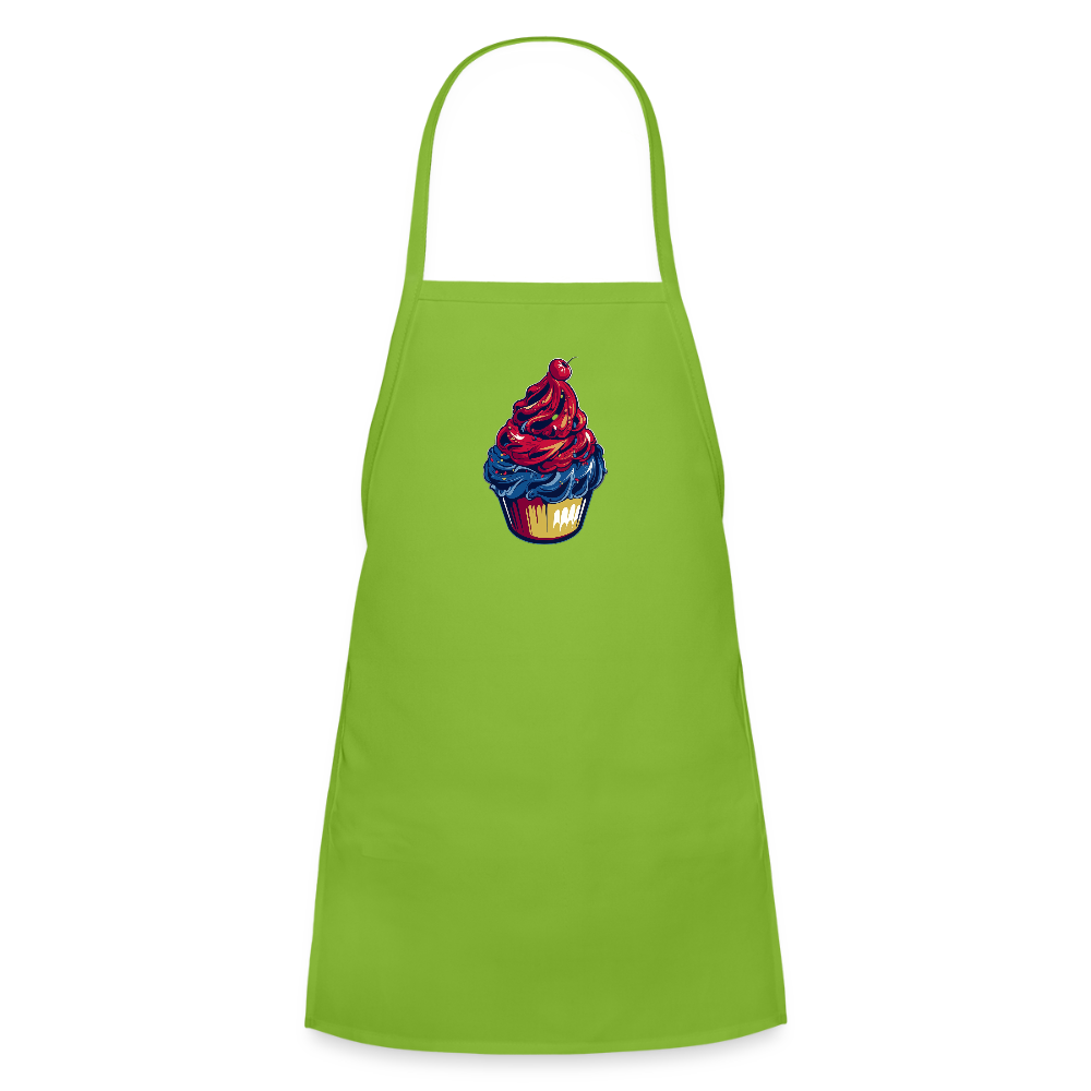 Kids' Apron - Cupcake Print - lime green