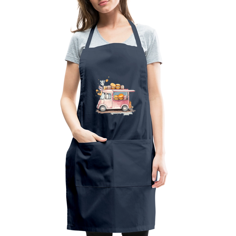 Adjustable Cotton Apron – Macarons Truck Print - navy
