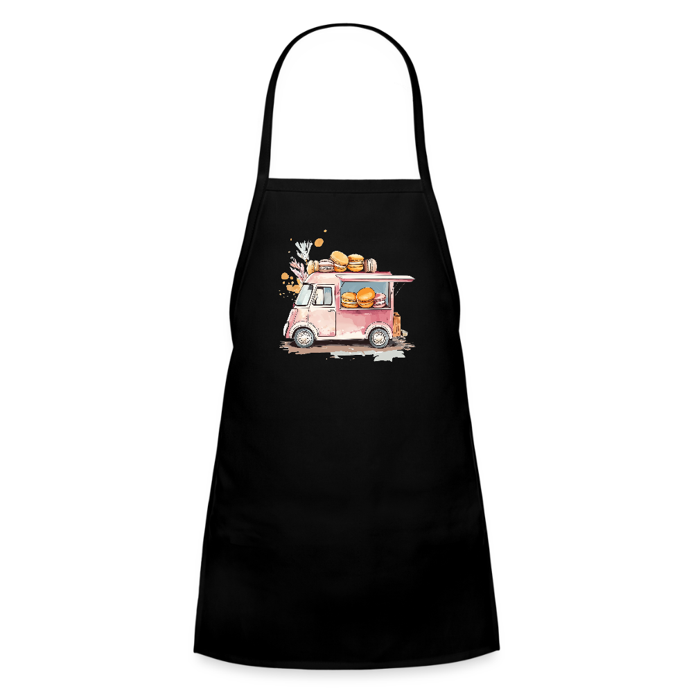 Kids' Apron - Macarons Truck Print - black