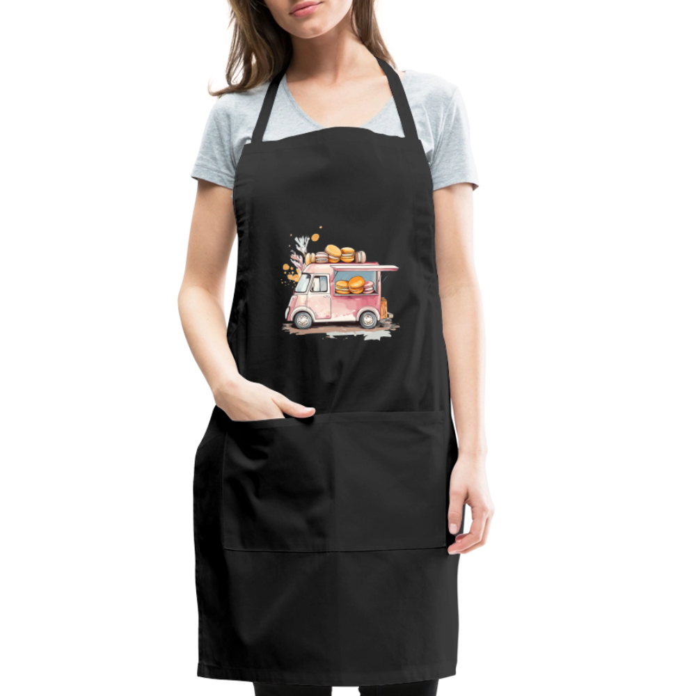 Adjustable Cotton Apron – Macarons Truck Print - black