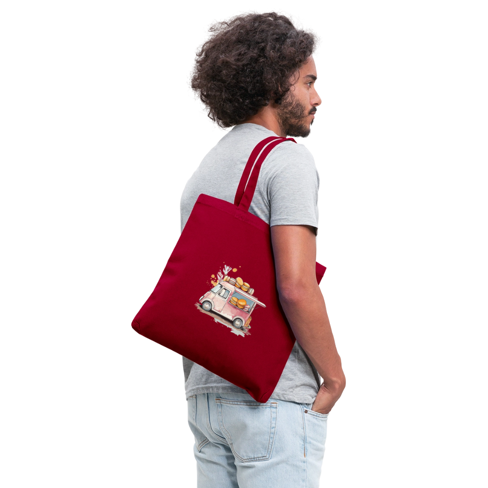 Tote Bag - Macarons Truck Print - red