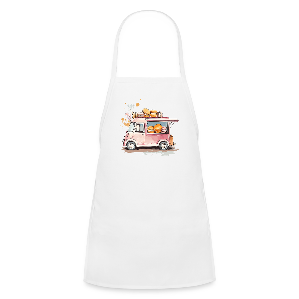 Kids' Apron - Macarons Truck Print - white