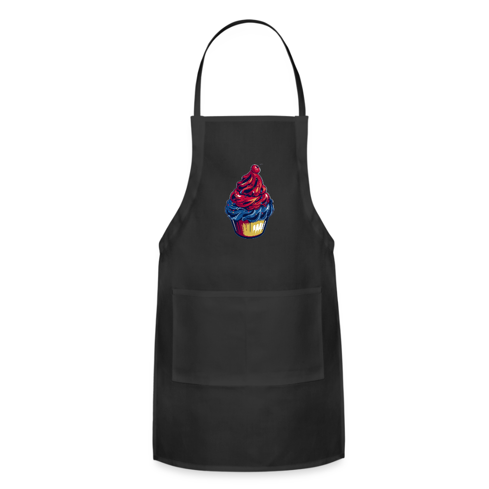 Adjustable Cotton Apron – Cupcake Print - black