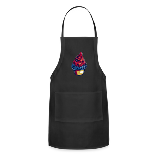 Adjustable Cotton Apron – Cupcake Print - black