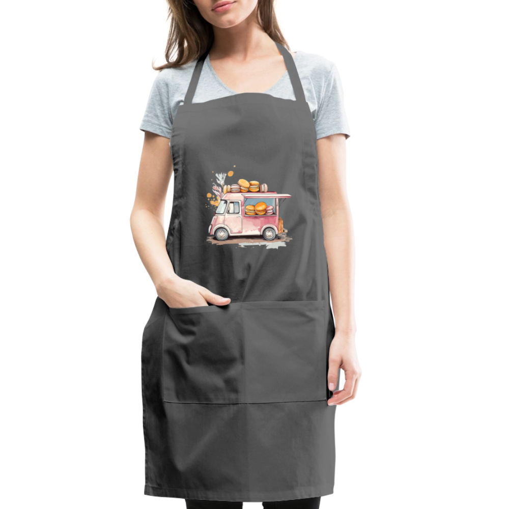 Adjustable Cotton Apron – Macarons Truck Print - charcoal