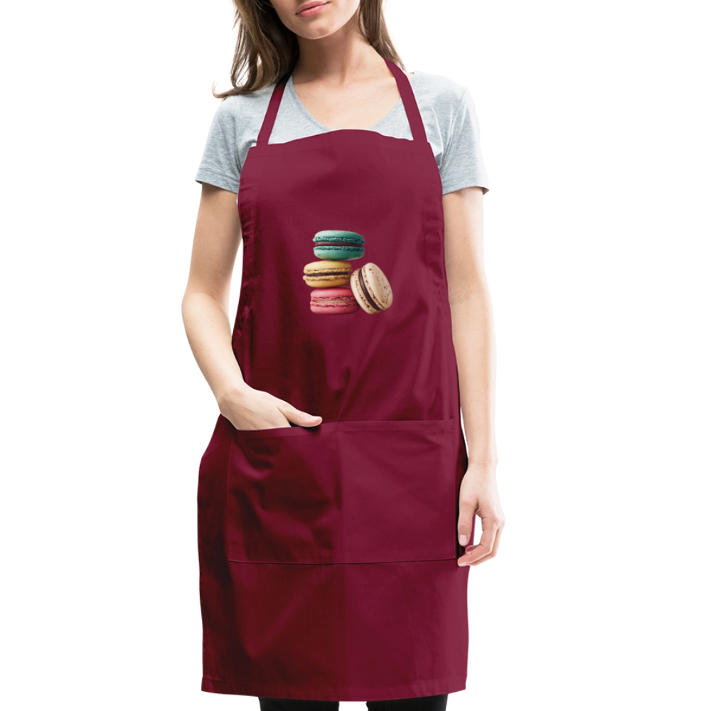 Adjustable Cotton Apron – Macaron Pile Print - burgundy