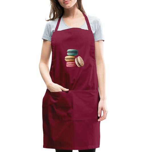 Adjustable Cotton Apron – Macaron Pile Print - burgundy