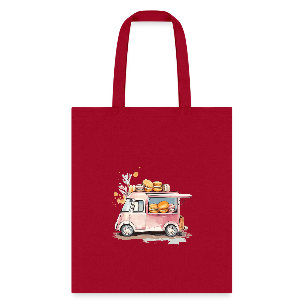 Tote Bag - Macarons Truck Print - red