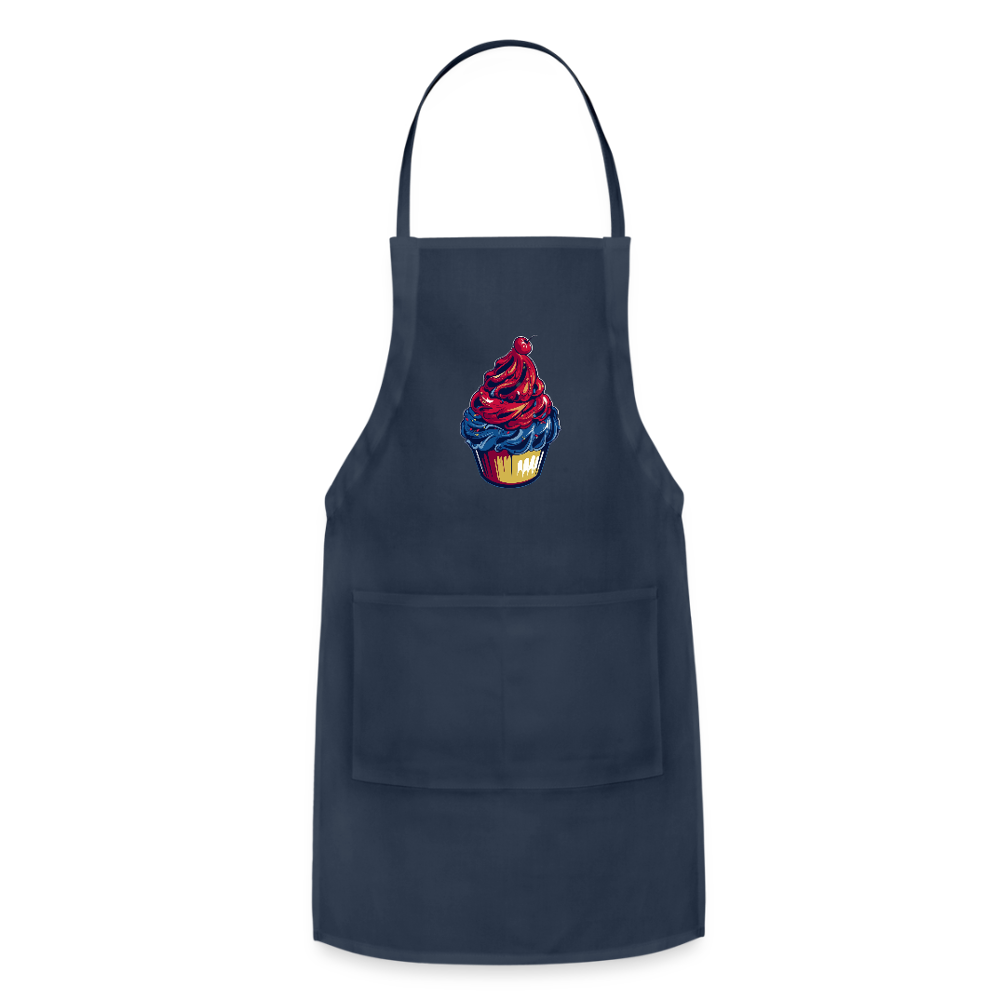 Adjustable Cotton Apron – Cupcake Print - navy